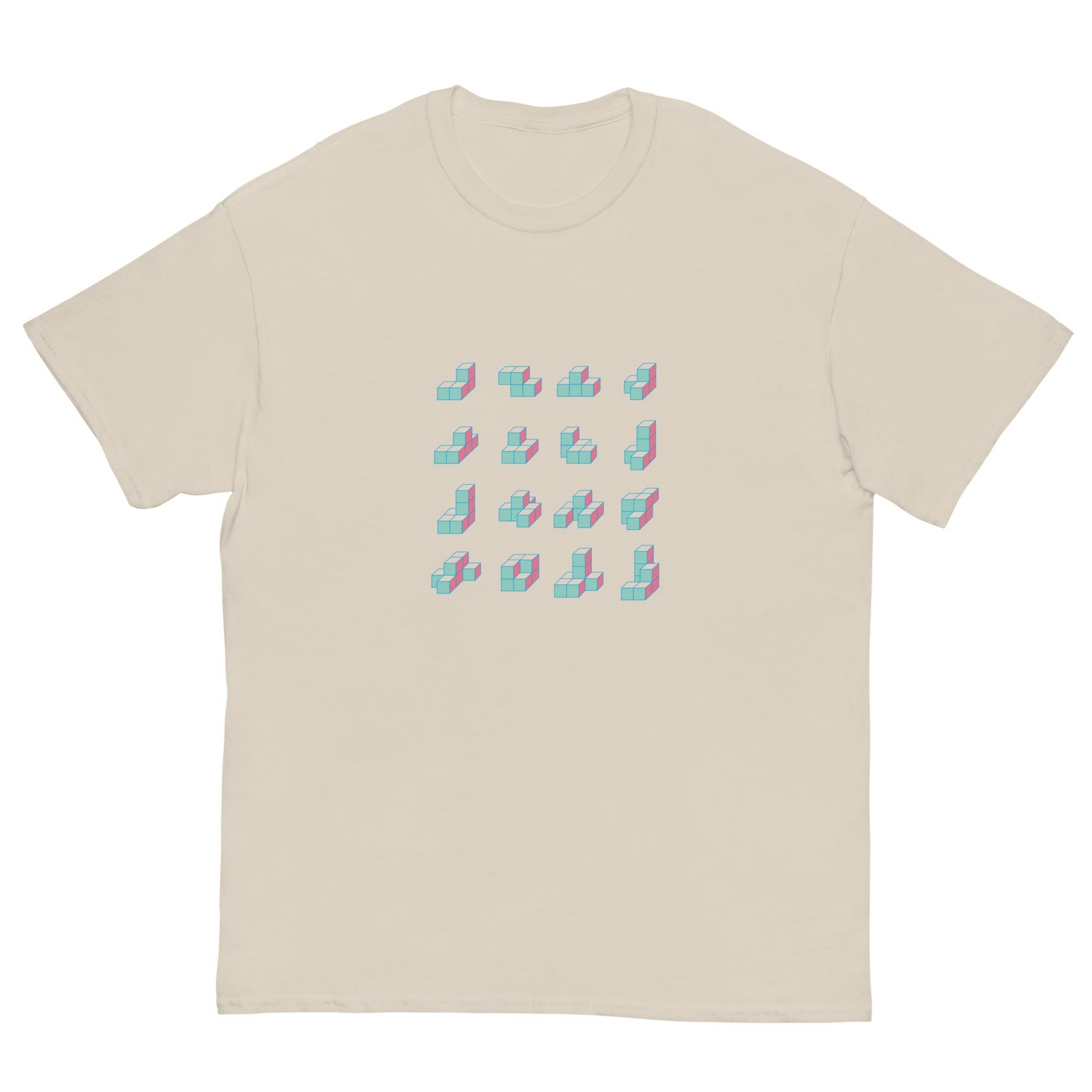 キューブ 薄青×ピンク クラシックTシャツ [ライトカラー] ナチュラル S 00